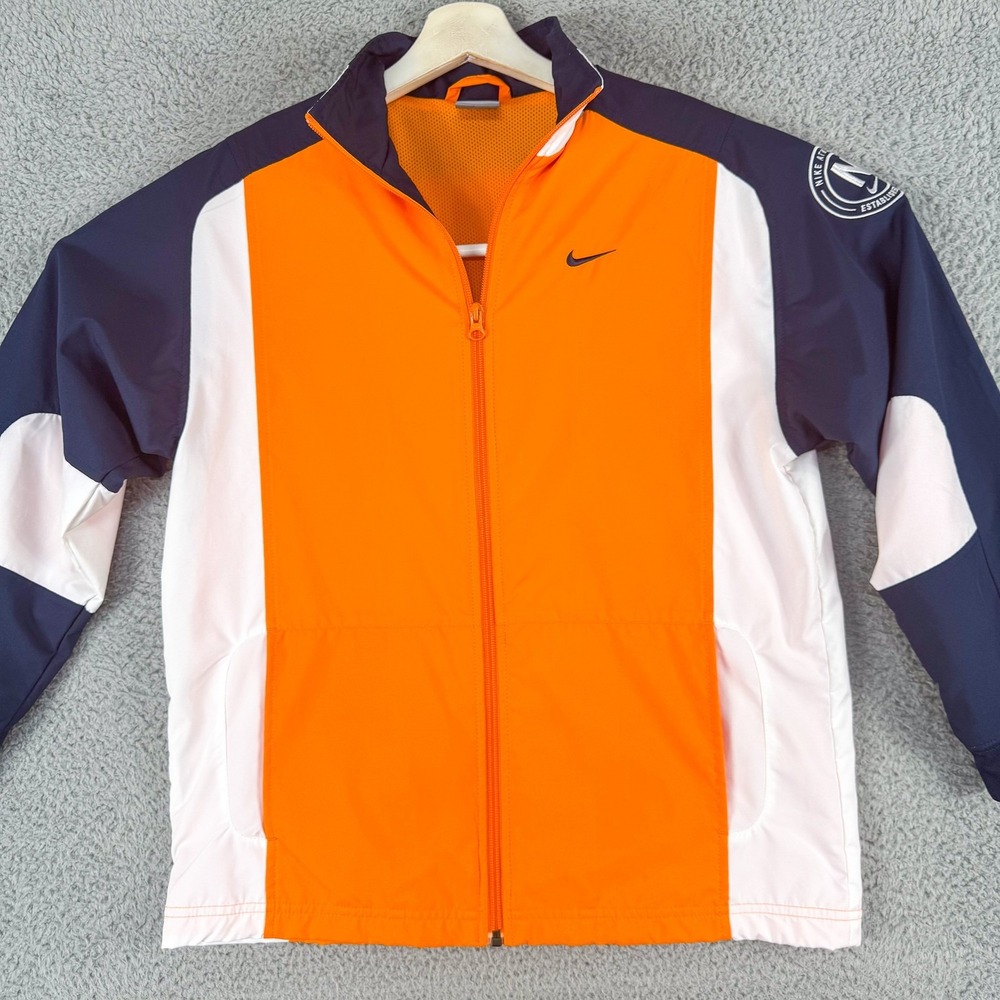 VTG Nike‎ Athletics Windbreaker Jacket Womens Large Full Zip Polyester Colorful